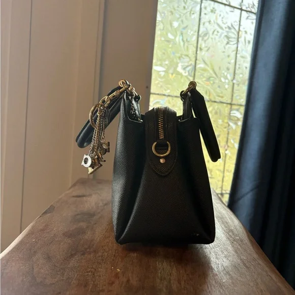 Black Coach Crossbody Purse with Gold Accents - Picture 2 of 13